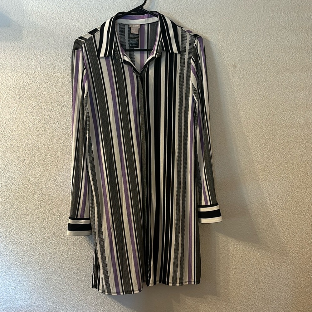 Chicos travelers striped button down size 1